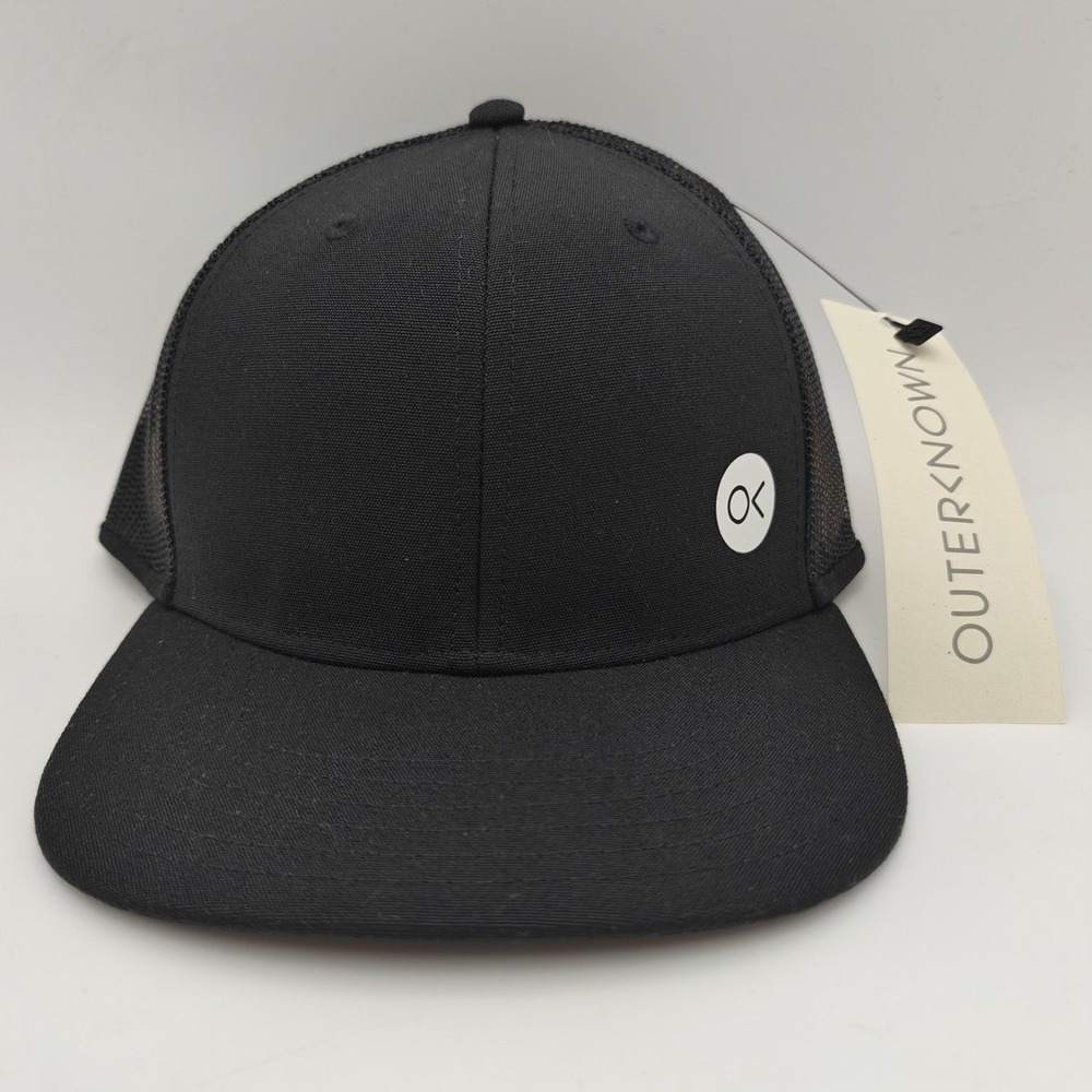 Outerknown OK Logo Trucker Hat Mens Black Recycled Snapback Mesh Cap NEW